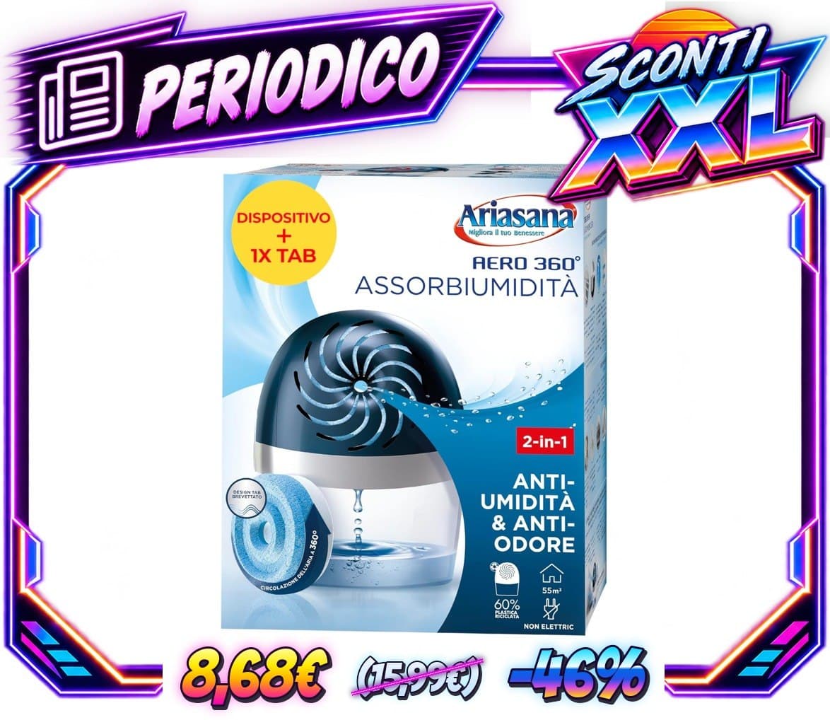 Ariasana Aero 360 Kit Assorbiumidità, 1 dispositivo + 1 tab 450 g