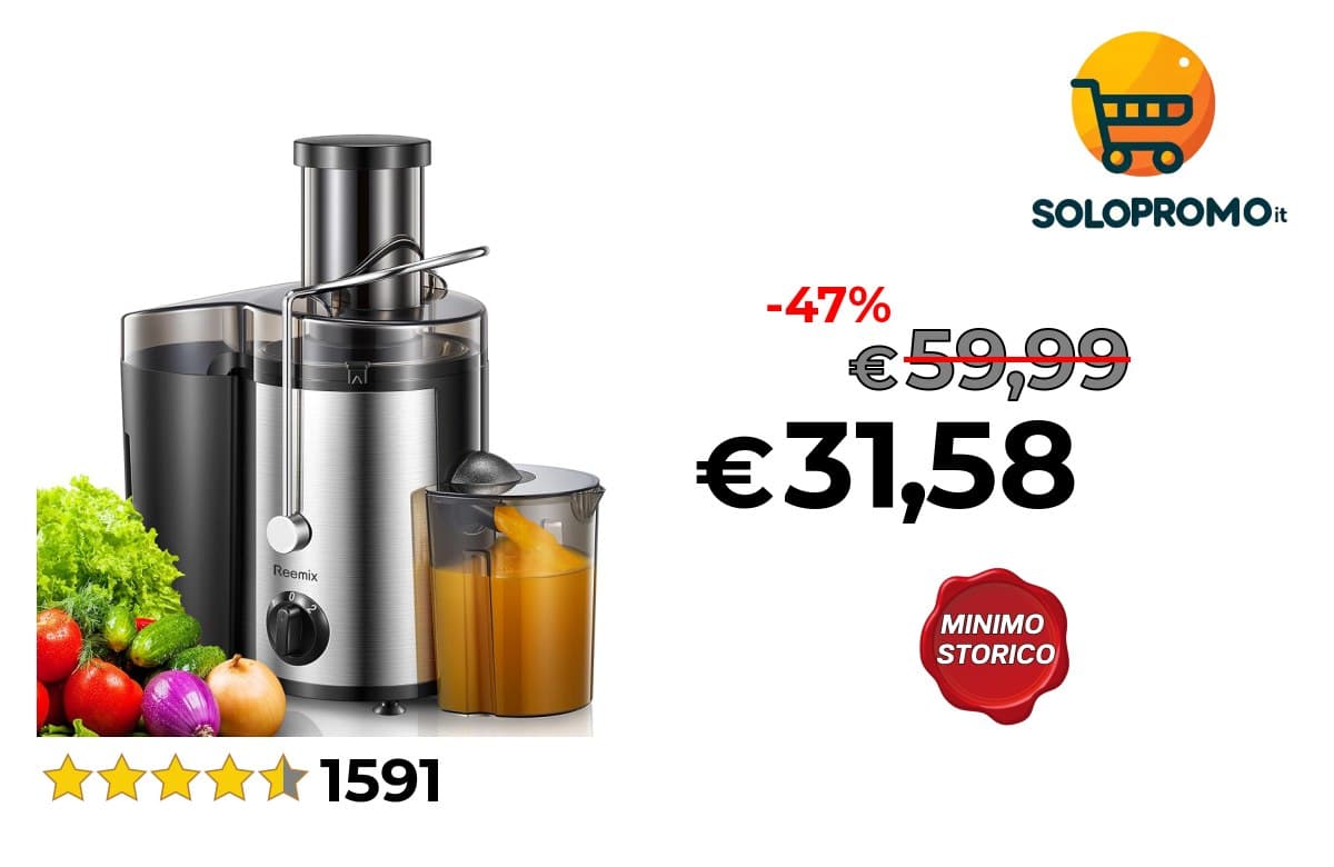 Elettrica Centrifuga Frutta e Verdura, Reemix Estrattore Frutta e Verdura Facile da Pulire