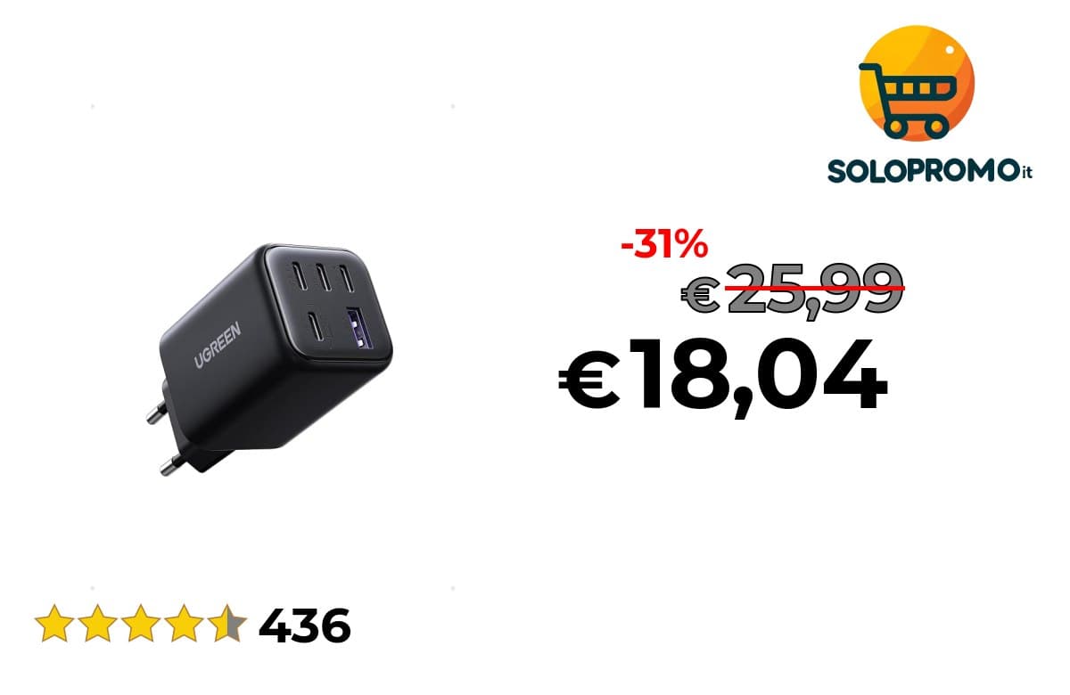 UGREEN 45W Caricatore USB C Ricarica Rapida 5 Porte GaN Spina da Parete
