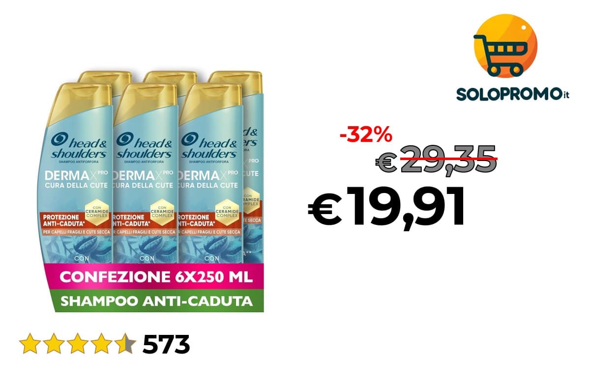 Head  Shoulders DermaXPro Shampoo Antiforfora Protezione Anti-Caduta 6x250ml con