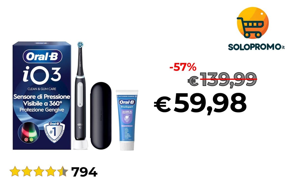 Oral-B iO 3 Spazzolino Elettrico, 1 Testina
