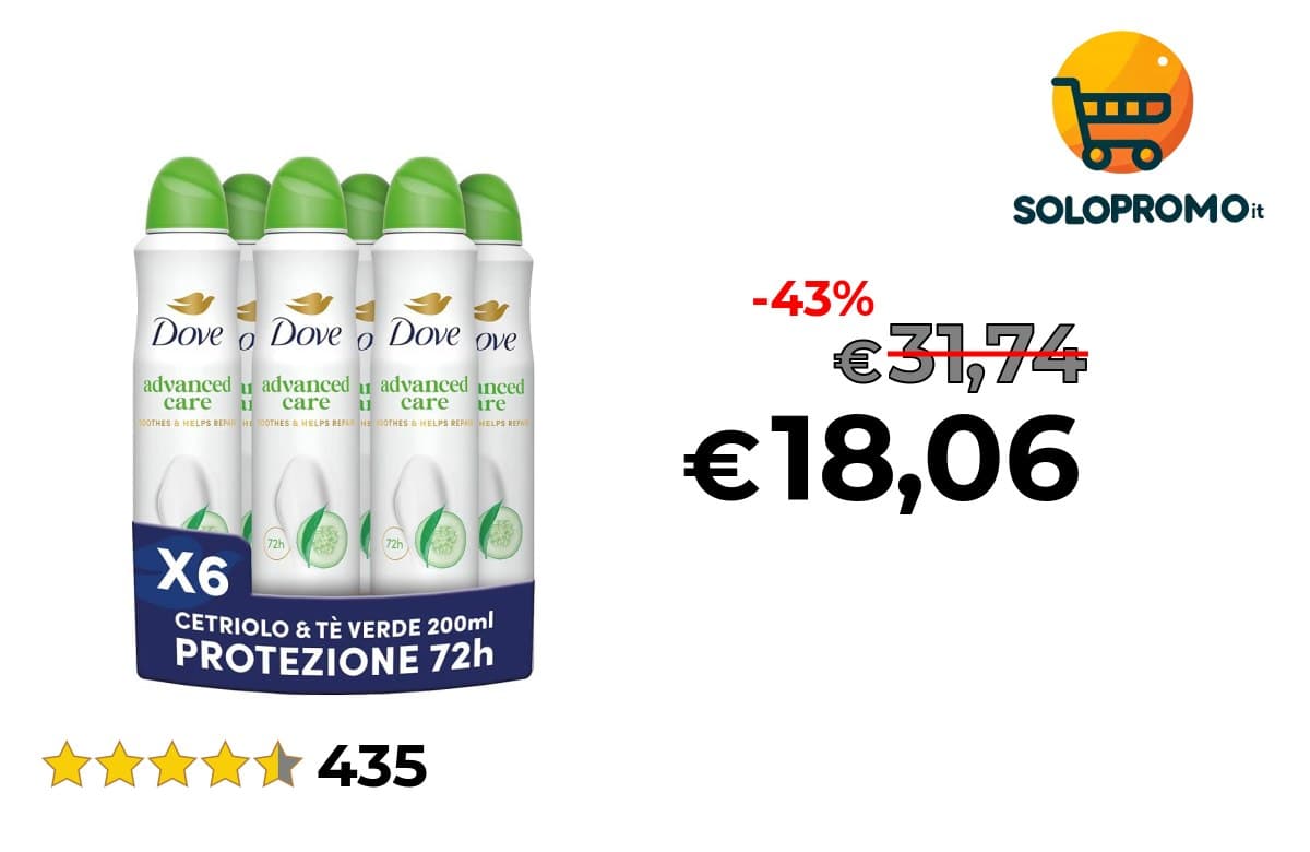 Dove Deodorante Spray Advanced Care Go Fresh Cetriolo Formula Idratante e Delicata