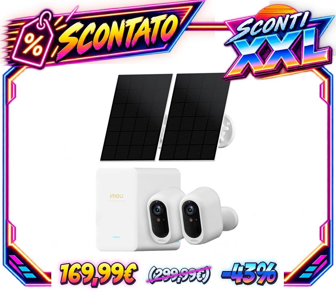 Imou 3K Kit Telecamere WiFi Esterno Senza Fili con Pannello Solare, 2 Kit