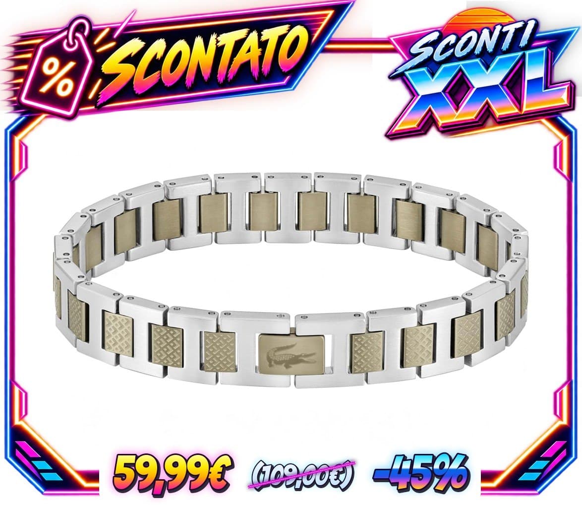 Bracciale a maglie Lacoste Collezione METROPOLE impreziosito da un motivo Petit Piqué – Disponibile per uomo e donna