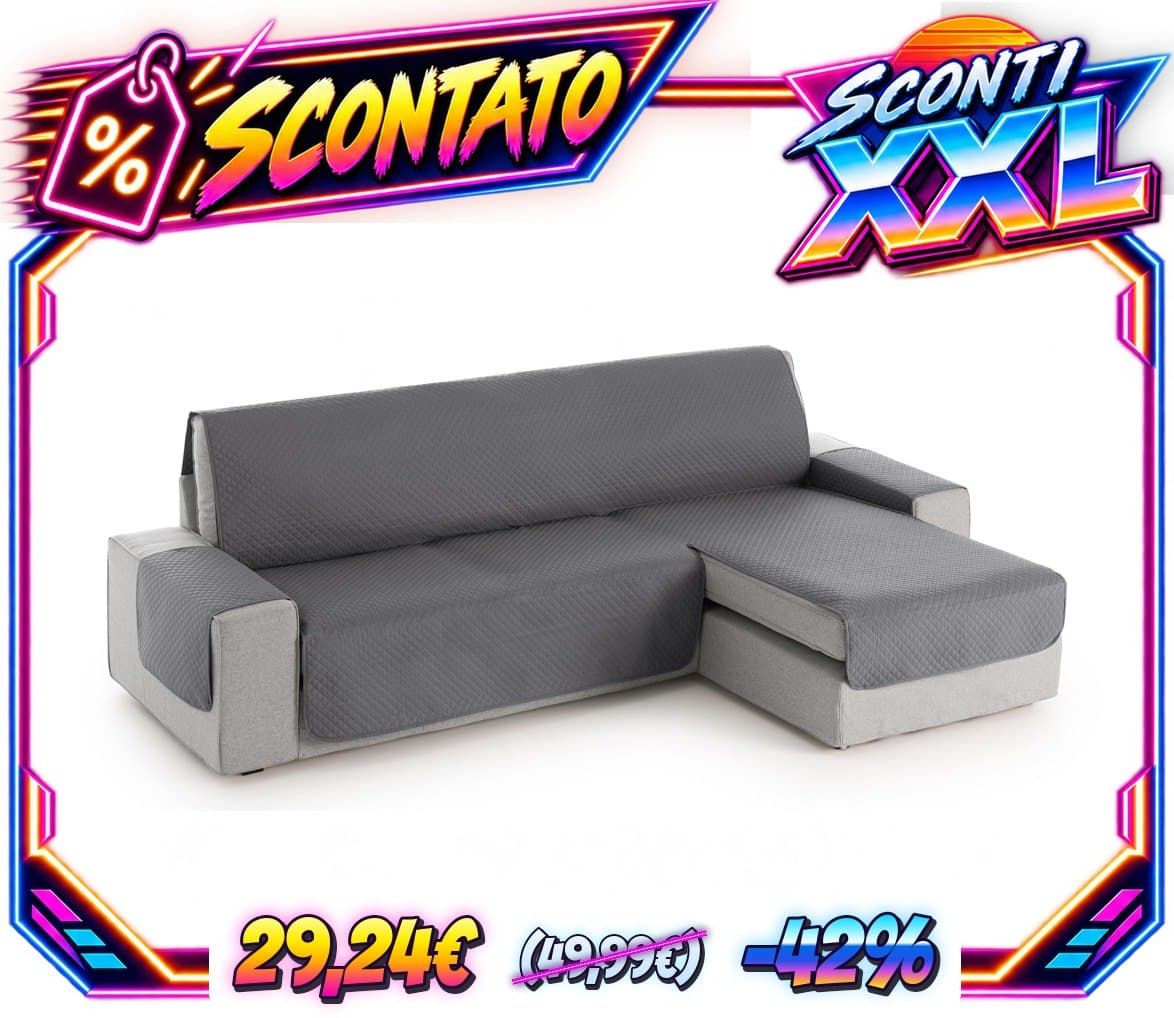 Textilhome Copridivano Penisola ADELE 3 Posti 240 cm Destro Gray