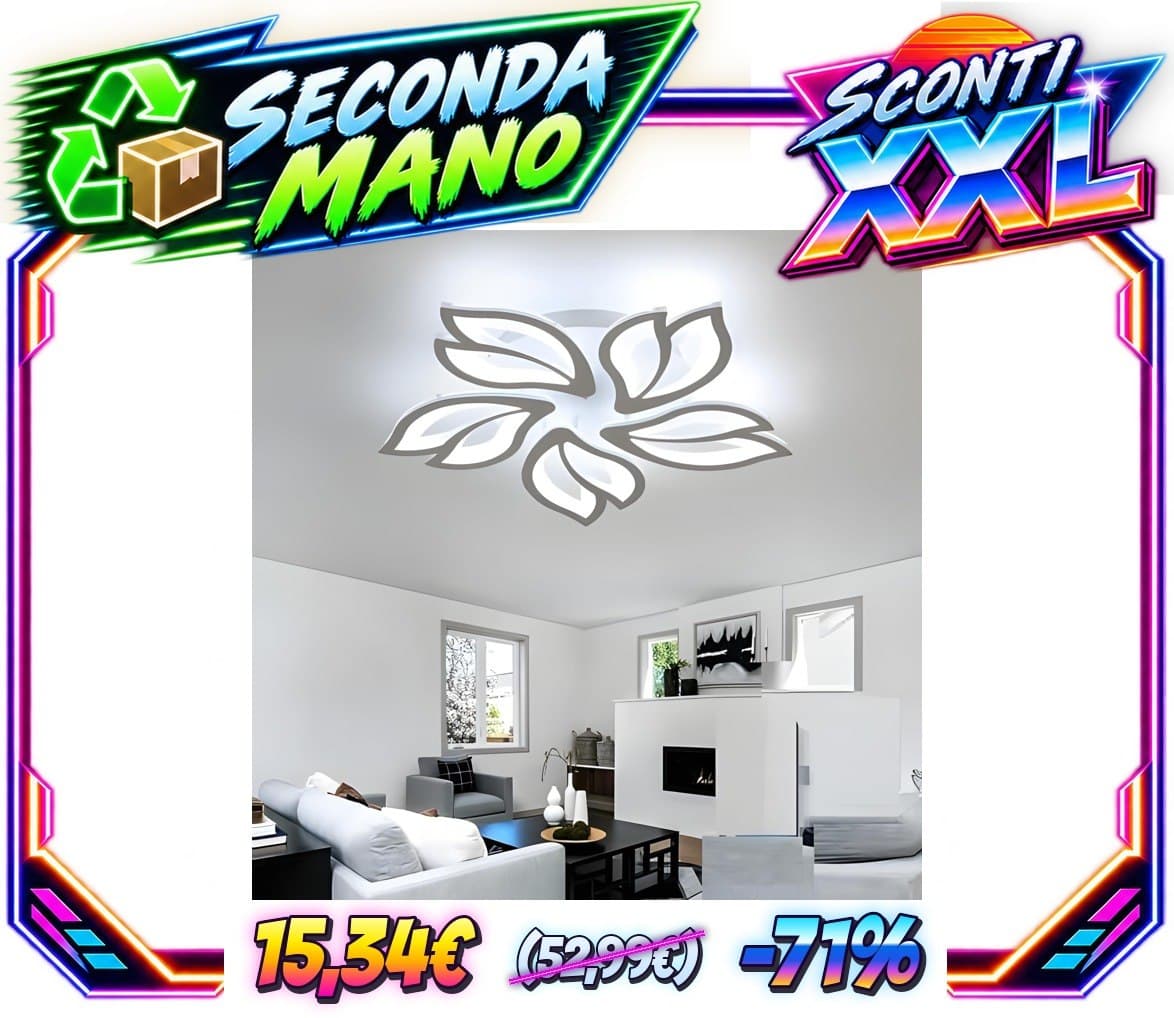 Comely Plafoniera LED Moderno 65W 7200LM Fiore Acrilico Design - Taglia Petalo 5 Teste - Luce bianca fredda 6500K - Tipo