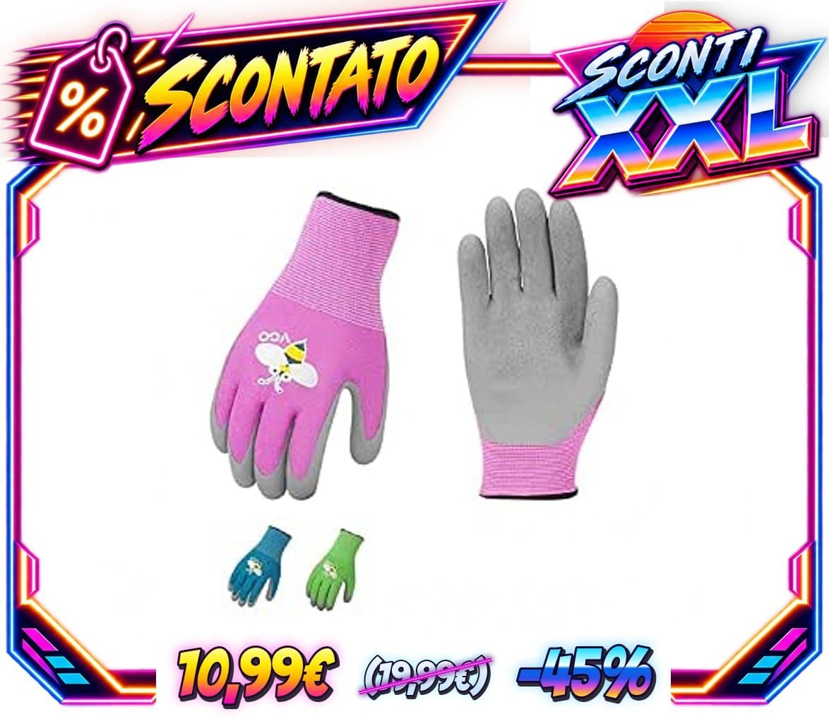 Vgo... 3 paia guanti da giardinaggio in gomma bambini 3-9 (KID-RB6013,XXS)