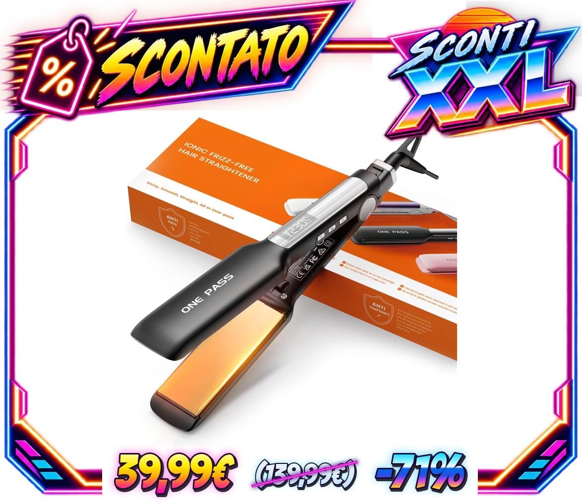 Faszin Piastra per Capelli Professionale in Titanio Larga 42mm, Nero