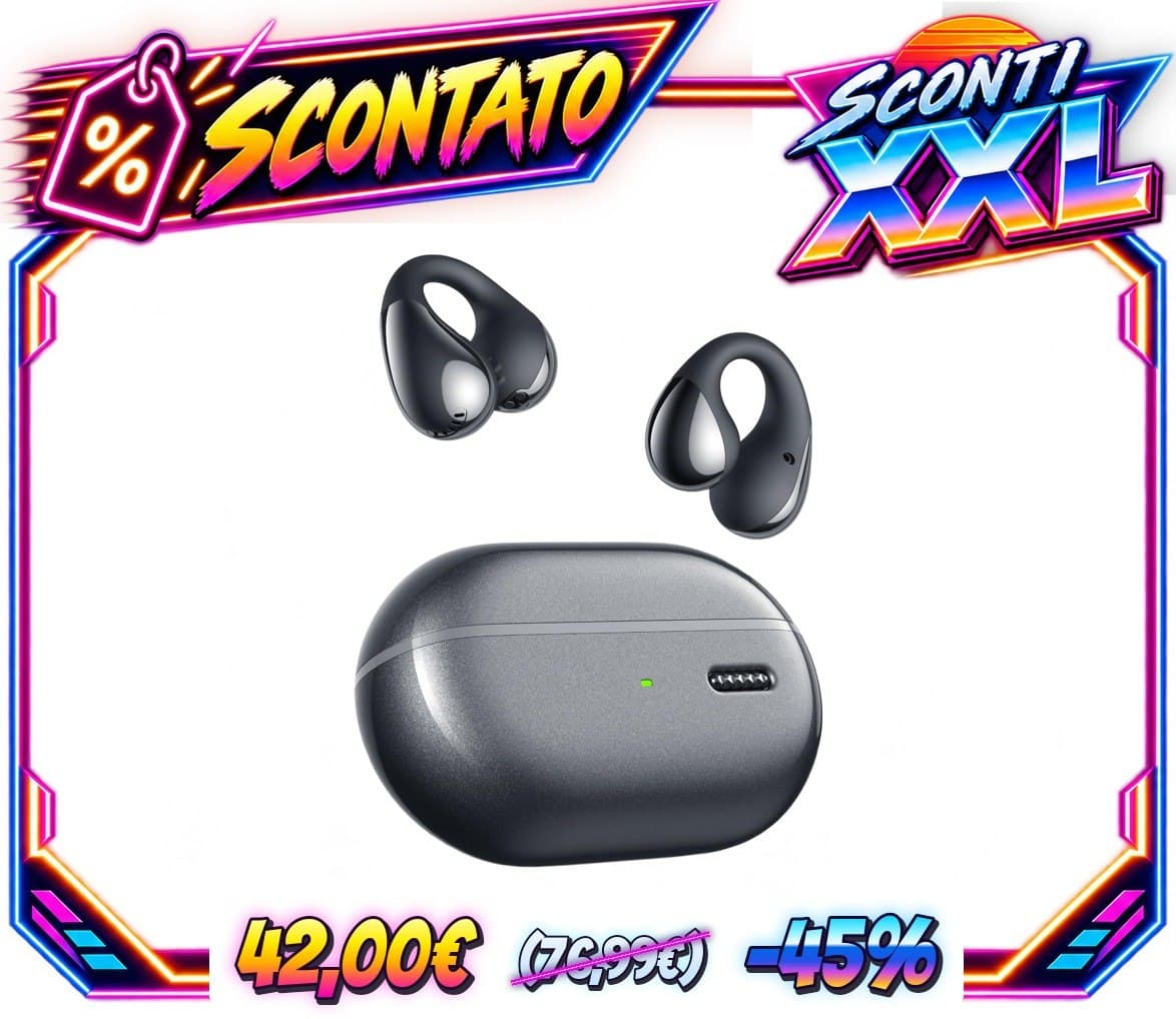 SoundPEATS Pearlclip Pro Cuffie Wireless, Open-ear Auricolari Bluetooth 5.4, Driver 12mm con Bassi Potenti, 24 Ore di Ri