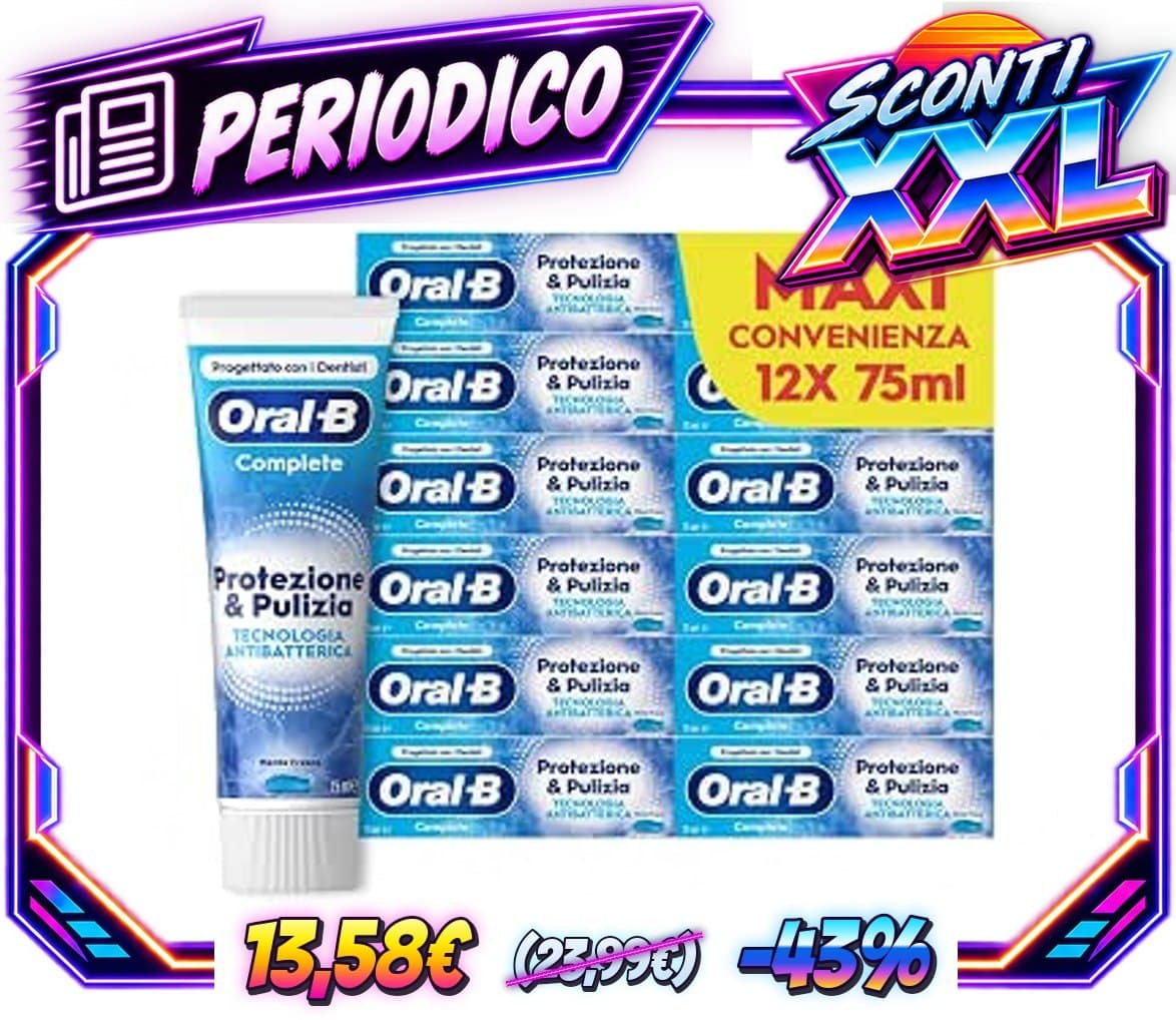 Oral-B Dentifricio Complete ProtezionePulizia, Sapore Menta Fresca 12x75ml