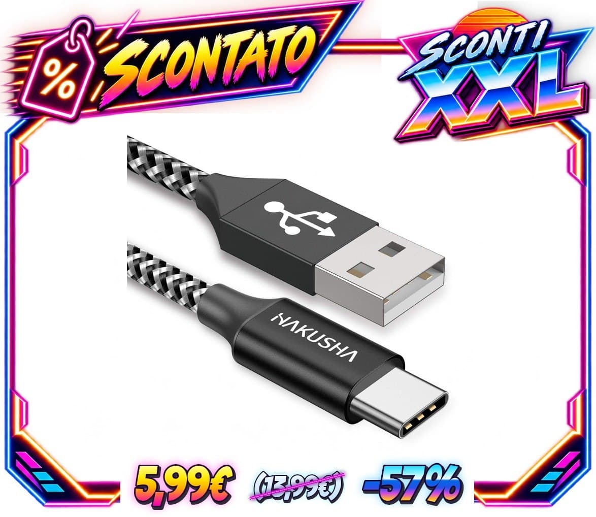 HAKUSHA Cavo USB C, 3M Cavo USB Tipo C Nylon Ricarica Rapida per Android Samsung Galaxy Z Flip, S22+, S21 Ultra, Huawei 