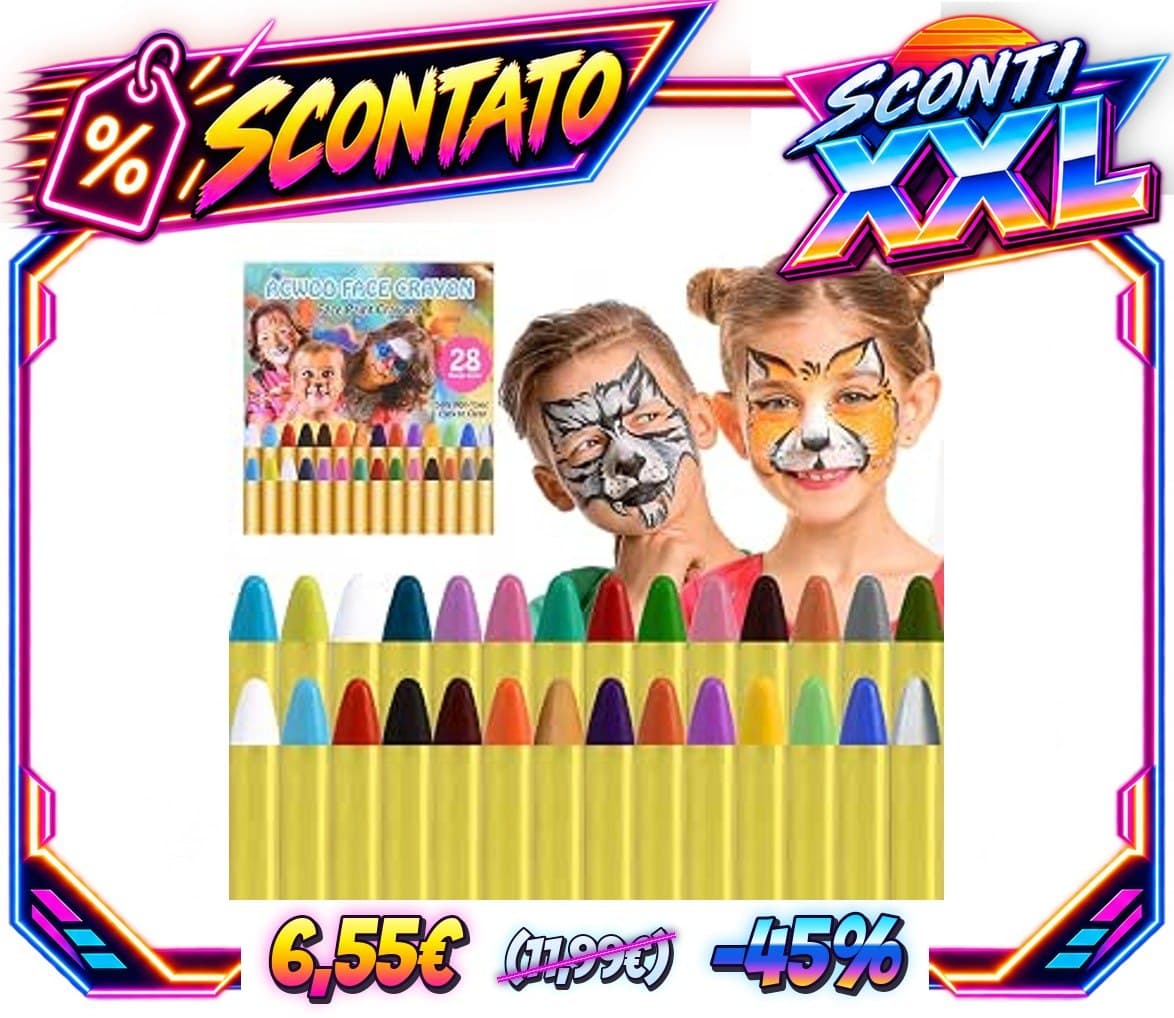 ACWOO Body Painting, 28 Colori Face Painting, Kit Pittura Pancia Face Painting Trucchi, Coloranti Naturale e Sicuro, Fes
