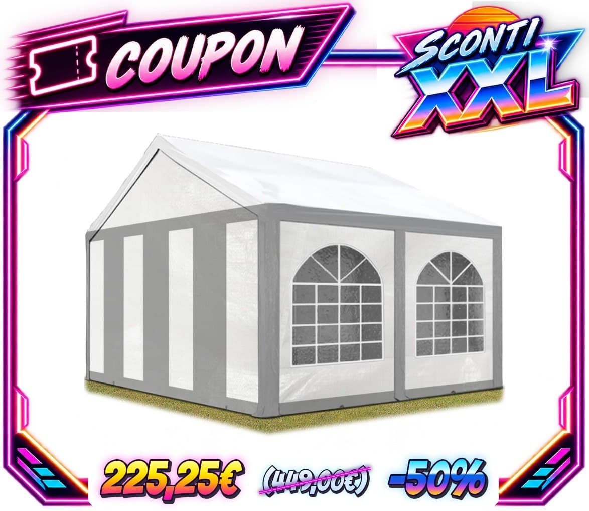 TOOLPORT Tendone per Feste 3x4 m Gazebo Party per sagre, mercati ca. PE 450 N Bianco-Grigio