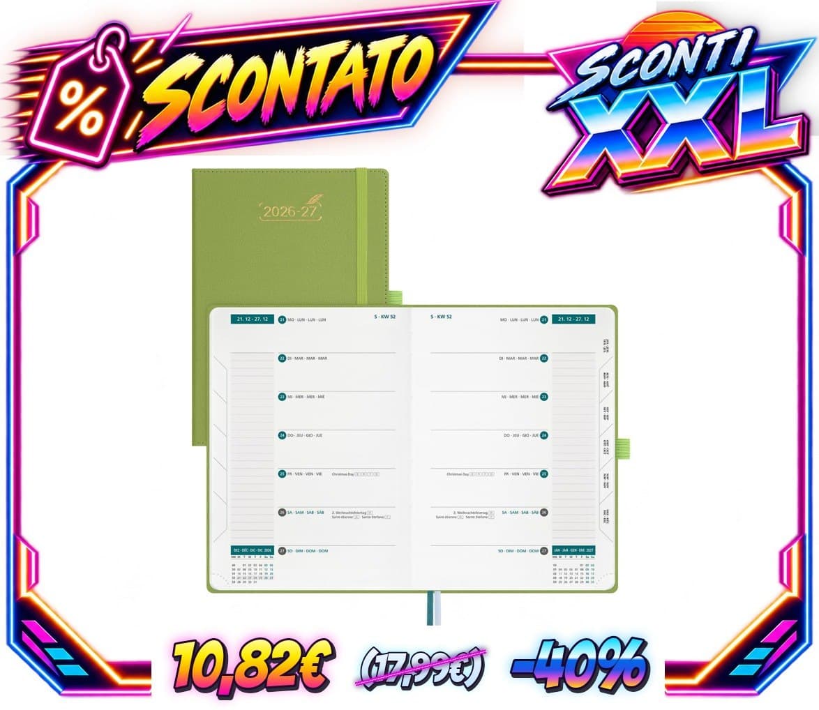 BEZEND Agenda 2026 2027 Settimanale A5 con Doppio Orario - 21 x 15,5 cm