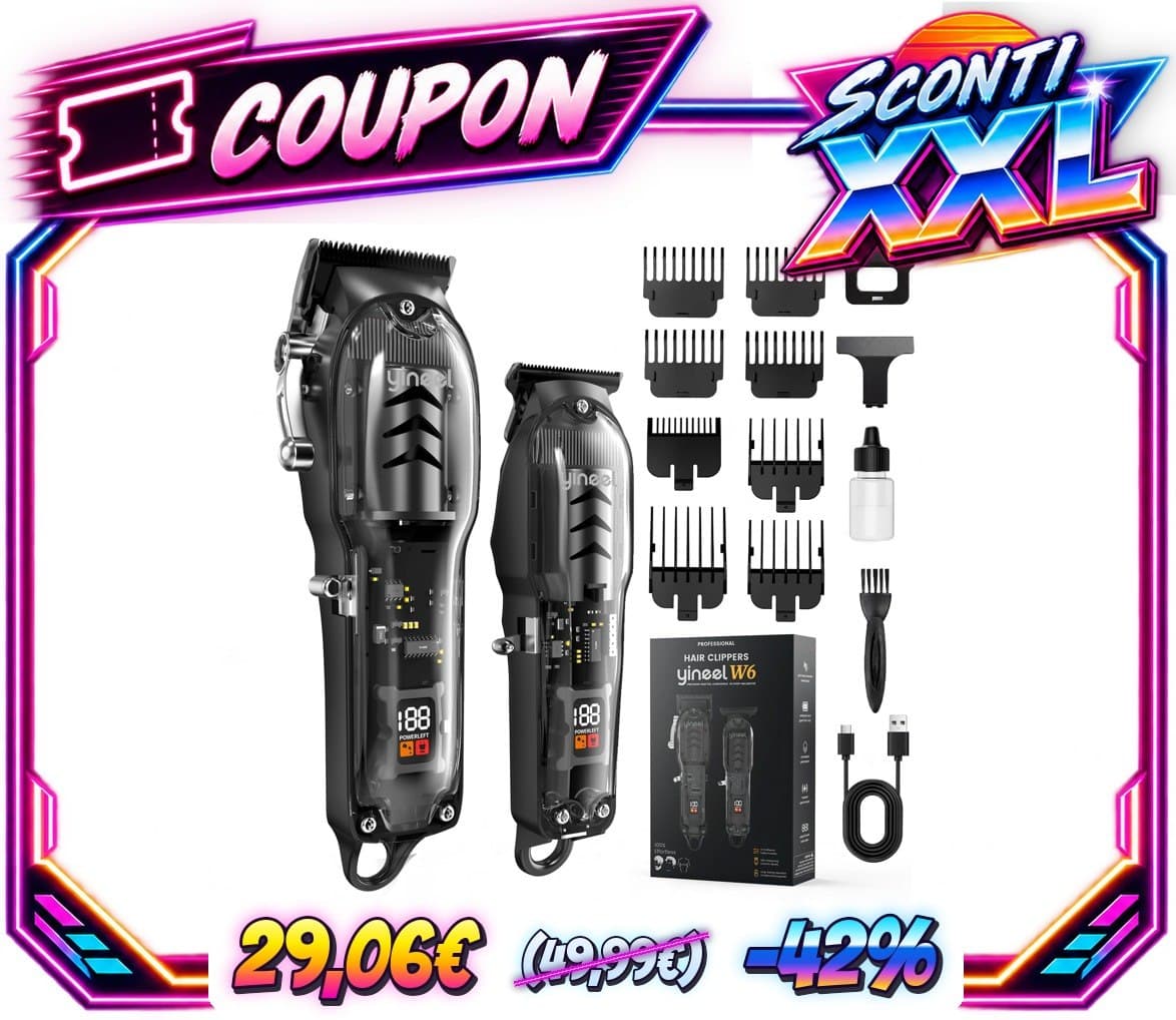 W6 Tagliacapelli Uomo Professionale, Regolabarba Senza Fili Ricaricabile, Kit Barbiere con Lame in Ceramica di Precision