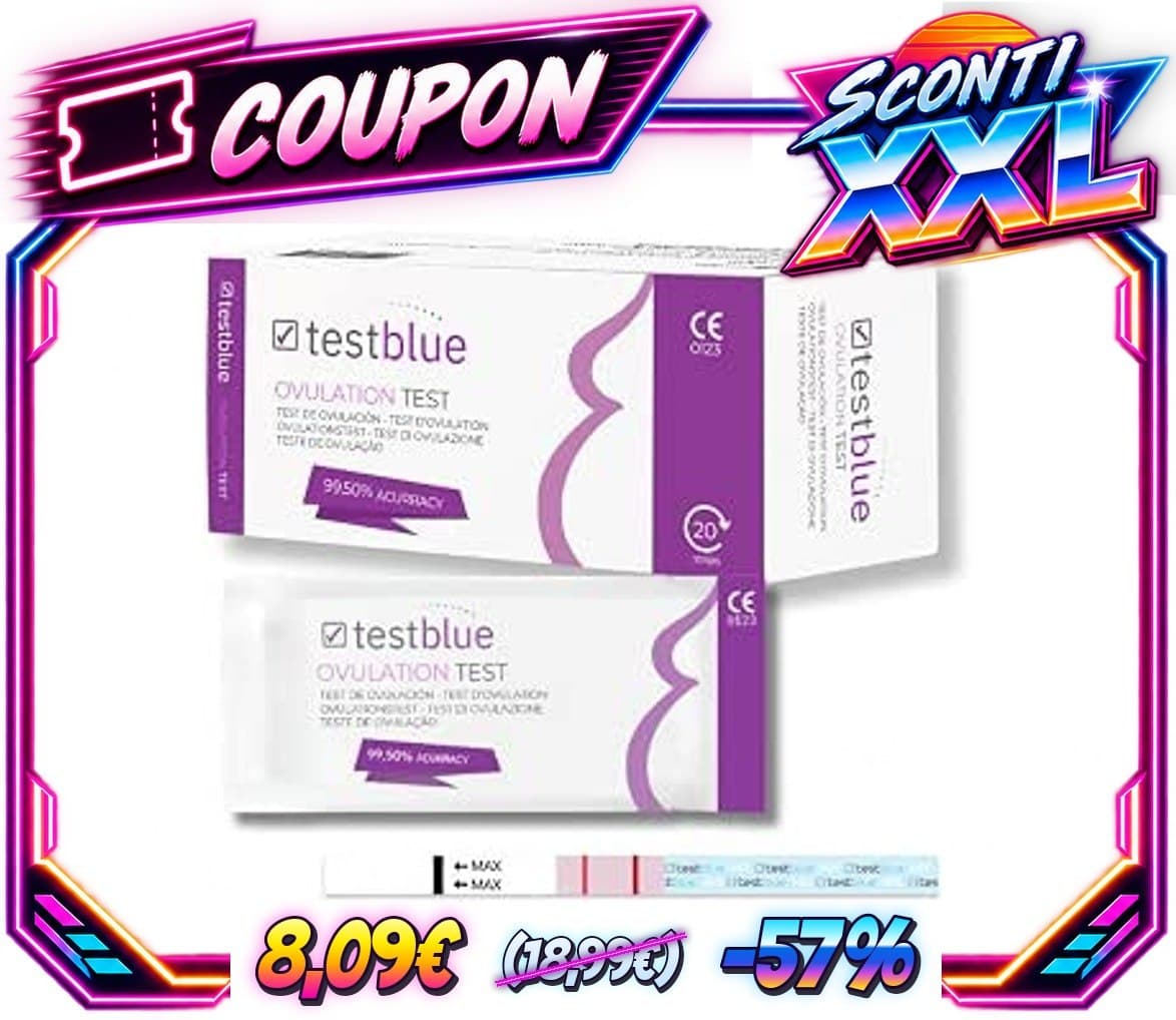 TestBlue Kit Fertilità – 20 Test Ovulazione + 5 Test di Gravidanza ad Alta Sensibilità  Test LH e hCG Rapidi e Affidabil