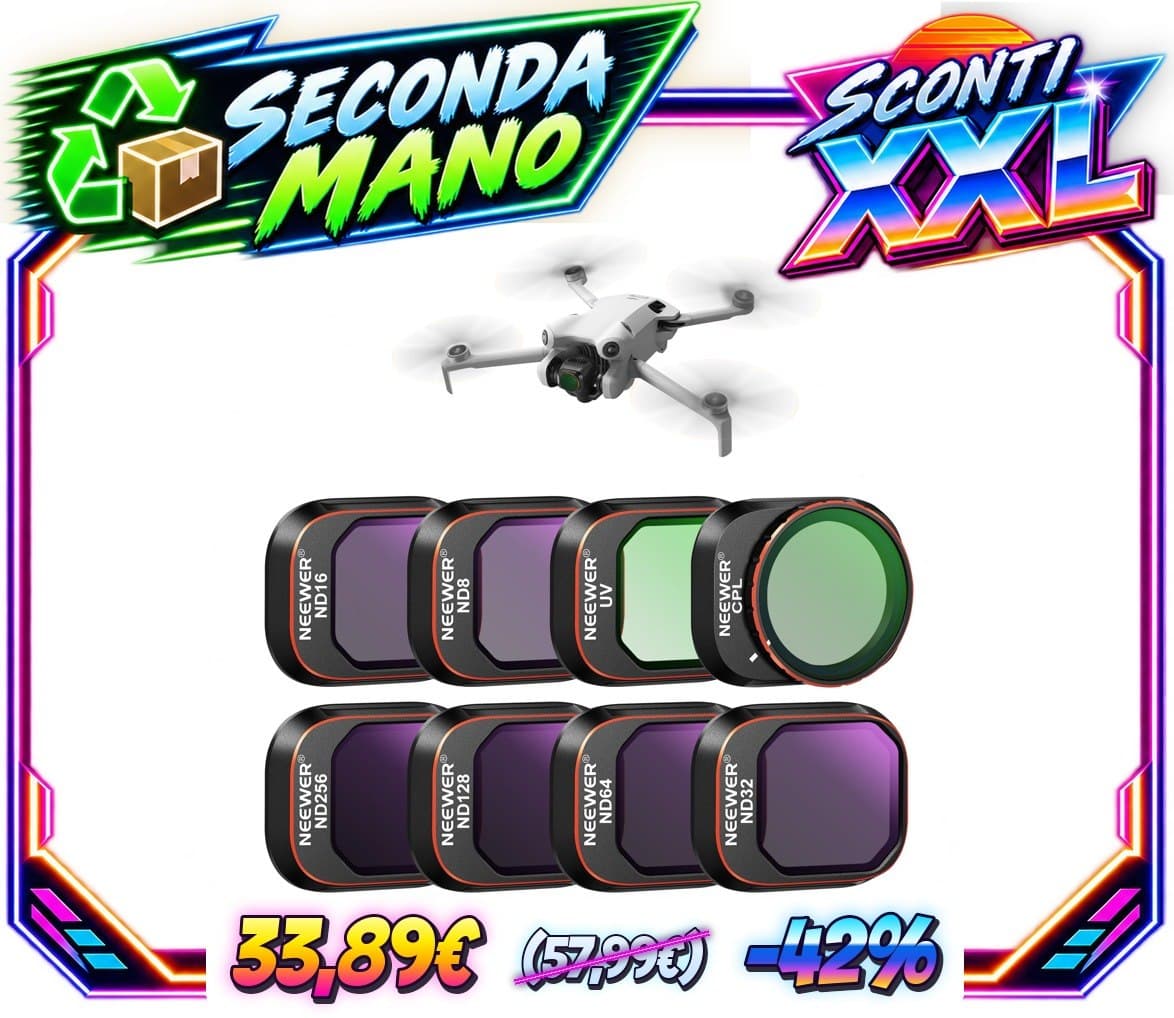 NEEWER Set di filtri ND e CPL compatibili con DJI Mini 4 Pro, 8 pezzi, UV, CPL, ND8, ND16, ND32, ND64, ND128, ND256, fil