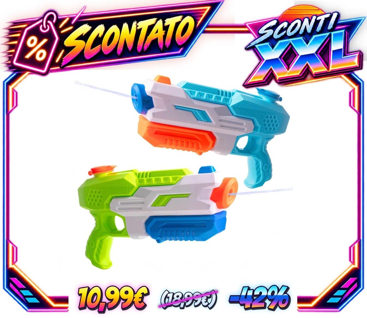 Confezione da 2 pistole ad acqua (530 ml) per bambini, portata 7-9 m, potente, pistola ad acqua Super Soaker, ideale per