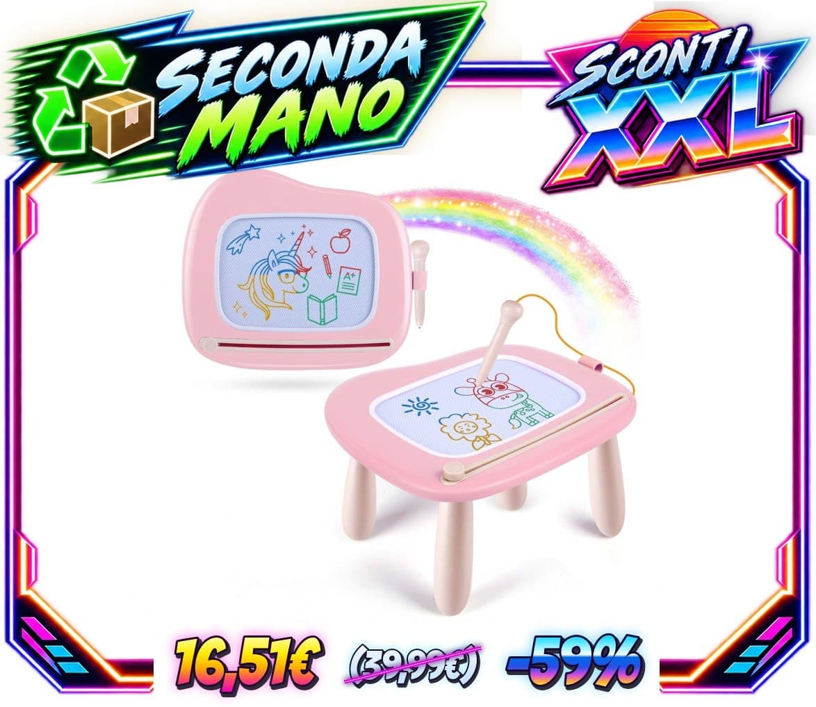 Smasiagon Lavagna Magnetica per Bambina 1 Anno, Grande Magica Cancellabile Scrittura Tablet con Le Gambe, Giocattolo Edu