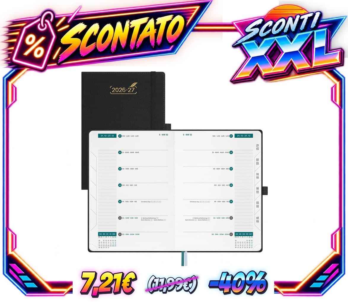 BEZEND Agenda 2026 2027 Settimanale A5 con Doppio Orario - 21 x 15,5 cm