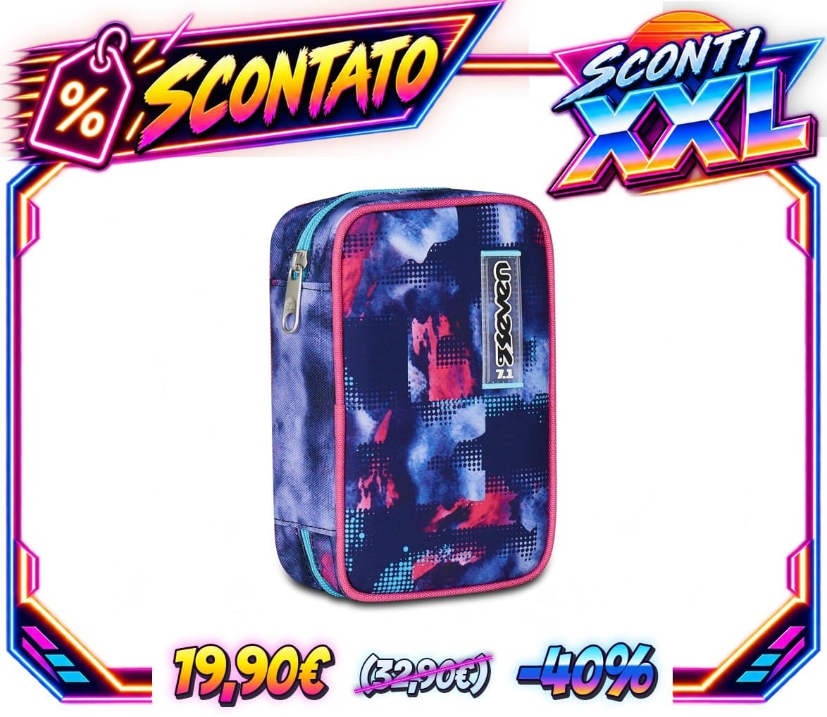 Seven Astuccio Scuola Speed Case SHADY DYE GIRL, Viola, Portapenne Mono Scomparto con Plance Amovibili, Completo Di Penn
