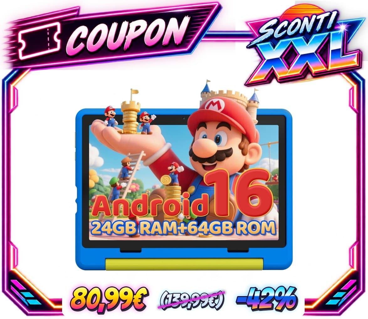 Gleeso Tablet Bambini  Android 16 Tablet per Bambini 10 Pollici, Kids Tablet  24GB+1TB TF  Controllo Parentale  8MP Foto