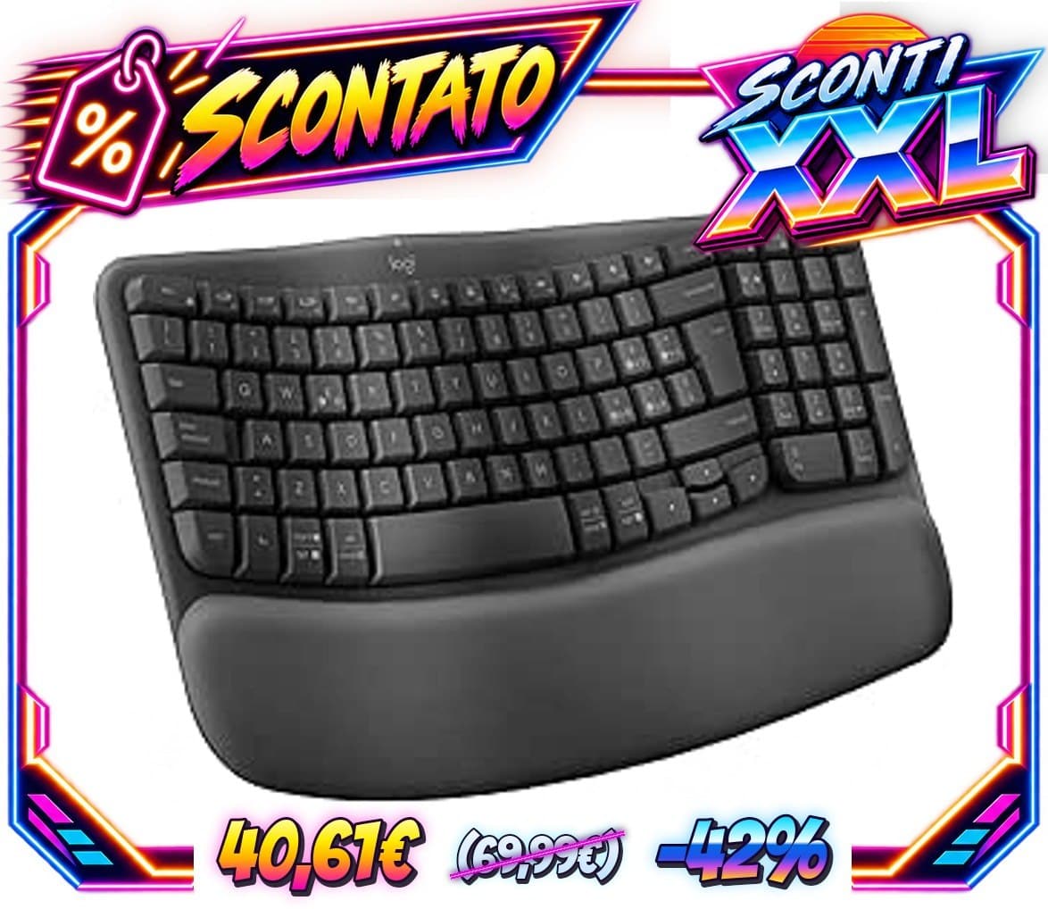 Logitech Wave Keys tastiera wireless ergonomica, ITA QWERTY