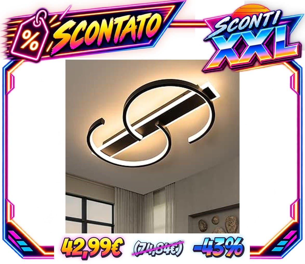 Plafoniera a LED plafoniera dimmerabile lampada da soggiorno nera 45W con telecomando Plafoniera a 2 anelli circolare la