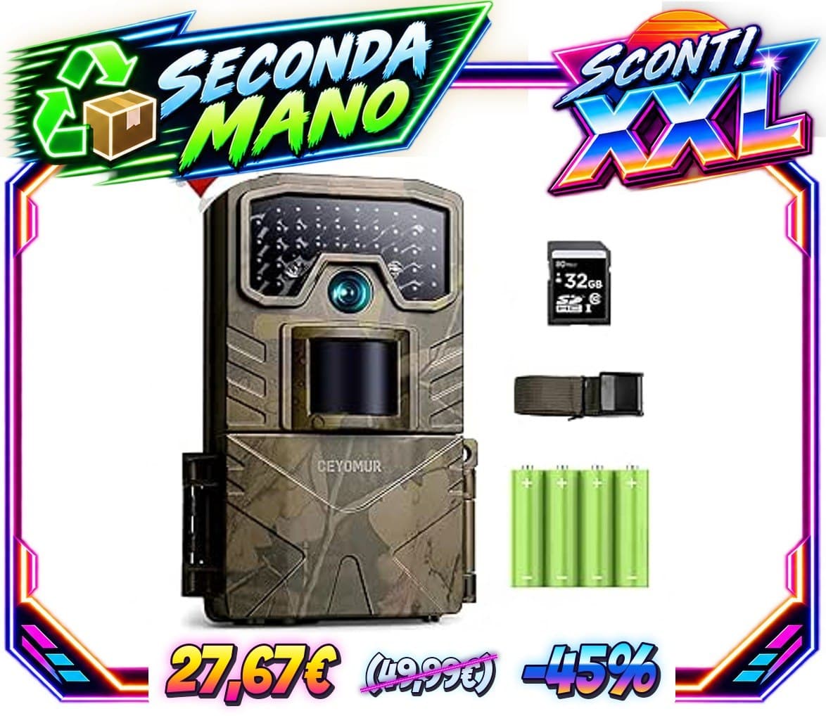 CEYOMUR Fototrappola 48MP 4K, Fotocamera caccia con IR Visione Notturna