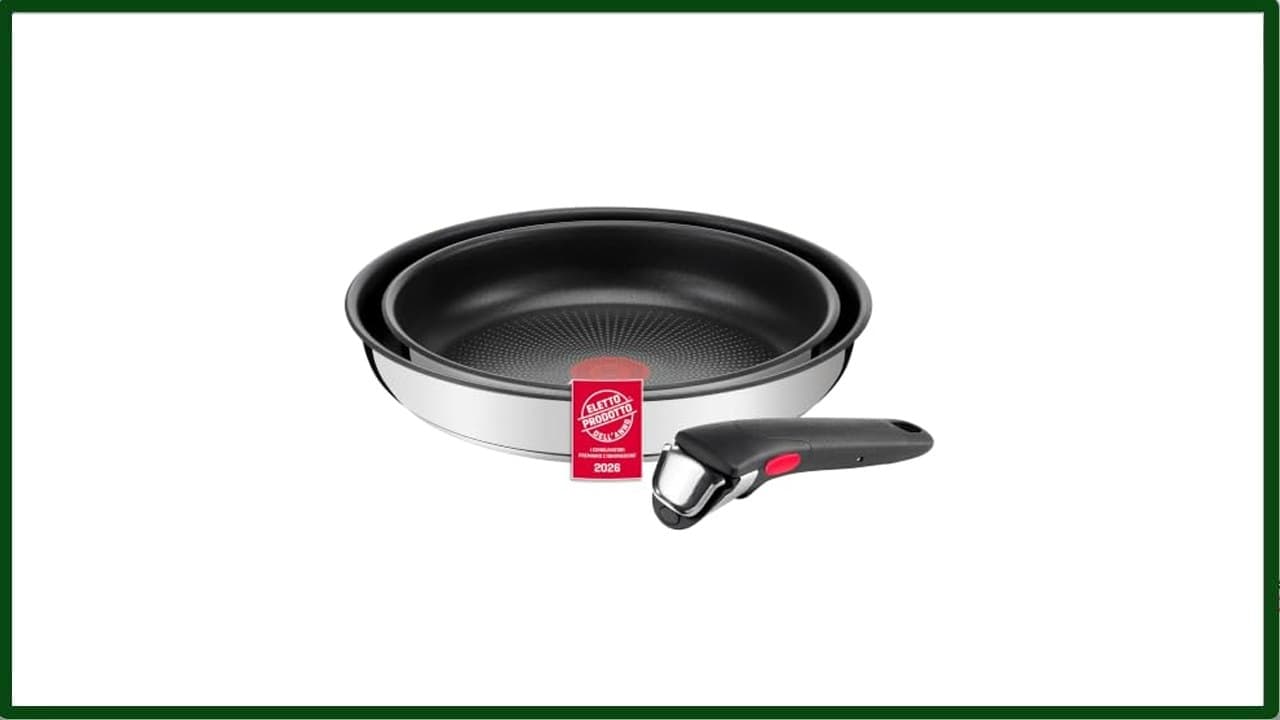 Lagostina Ingenio Inox, Set di Padelle, Antiaderente, 3 Pezzi
