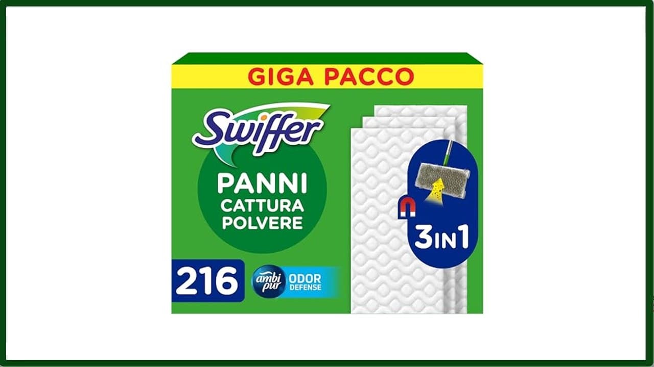Swiffer Dry, Ricariche Microfibra Catturapolvere, 216 Panni, Giga Pack