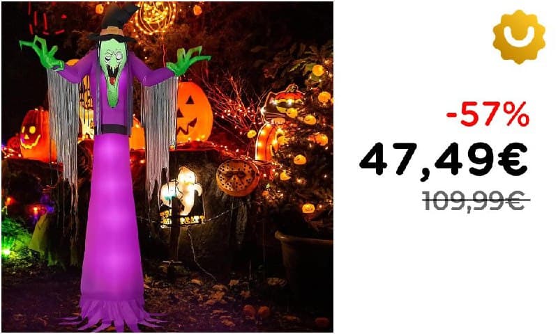 Kalolary Strega gonfiabile di Halloween 2,7 m con LED