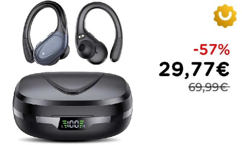 Cuffie Bluetooth sportive con gancio e custodia LED