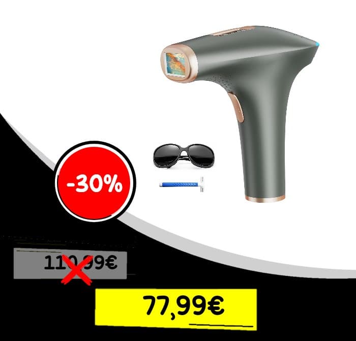 Haarlosy Epilatore Luce Pulsata IPL 999.900 Flash, 3 IN 1 HR/SC/RA GLY02  Finestra 5 cm², 9 Livelli Regolabili e Uso Dom