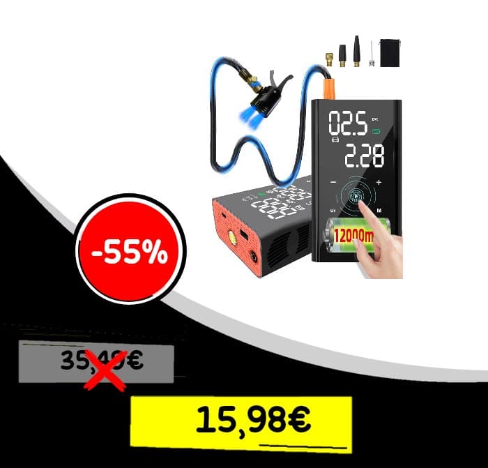 yanace 12000mAh Compressore Aria Portatile, Velocità 4X, 150PSI Gonfiatore Elettrico Portatile a Batteria, Mini Compress