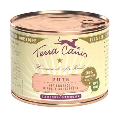 Terra Canis 12 x 200 g Alimento umido per cani Mix: Manzo con Carote, Mela, Riso + Tacchino con Broccoli, Pera, Patate