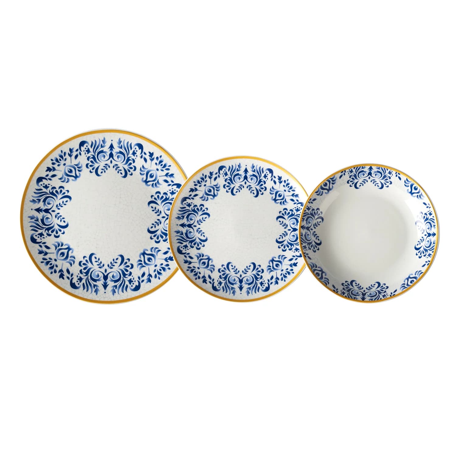 GUSTO CASA - Servizio di Piatti Linea Zulema Blue in Porcellana 18 Pezzi