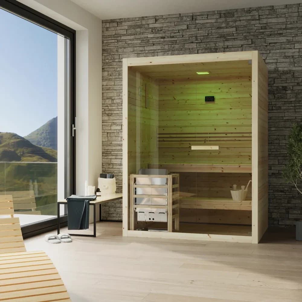 Sauna finlandese da interno 2 persone 120x120cm h200 in legno di abete | Nirva