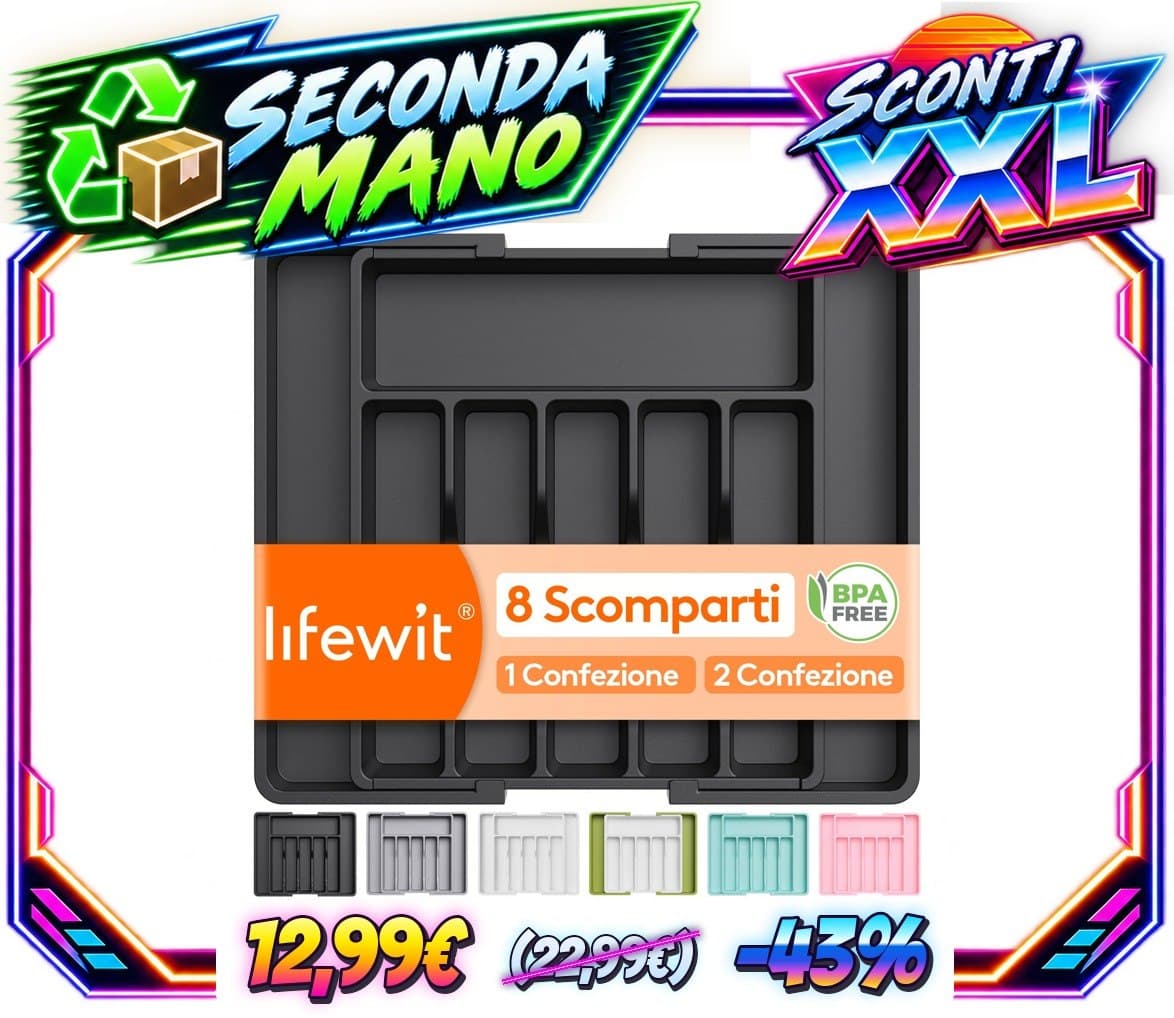Lifewit Portaposate da Cassetto, Porta Posate Espandibile per Cassetto, Porta Posate Cucina Regolabile in Resistente Pla
