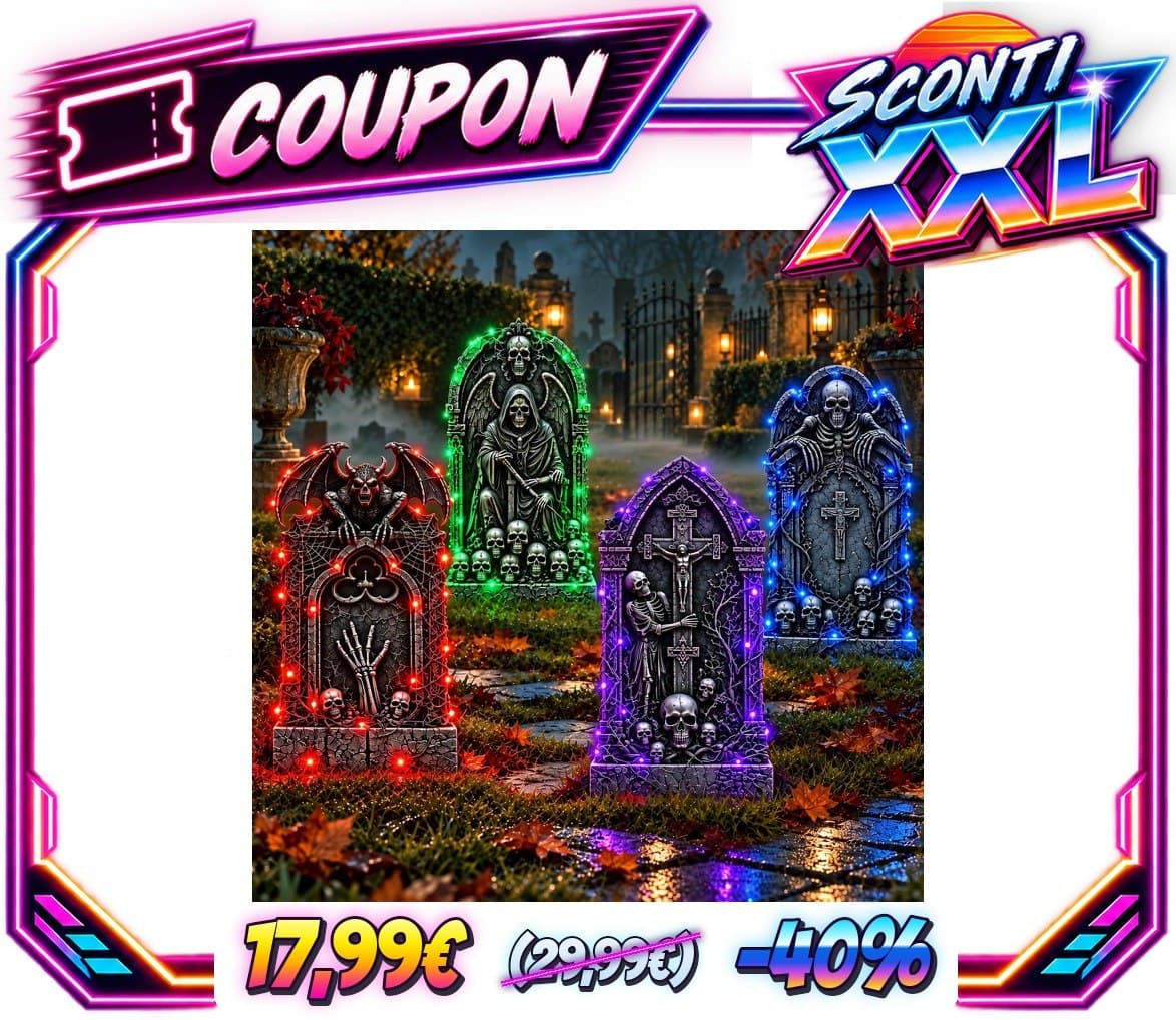 4 Pezzi Halloween Decorazioni Esterno Lapide con LED - Addobbi Halloween