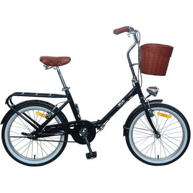TEKLIO LA MIA Bici pieghevole 20” in acciaio con cestino e portapacchi posteriore, nera