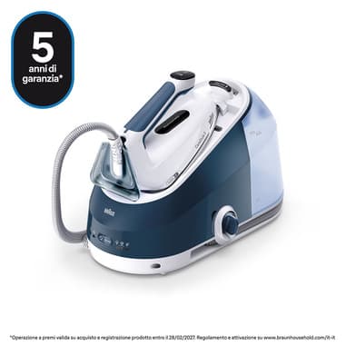Braun Braun CareStyle 5 - Ferro da stiro con caldaia, Manico ergonomico certificato, 2400W, 2L, Blu (IS5245BL)