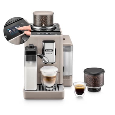 De’Longhi Rivelia - Macchina Automatica per Caffè in Chicchi, 16 bevande one-touch, Display touch Beige (EXAM440.55.BG)