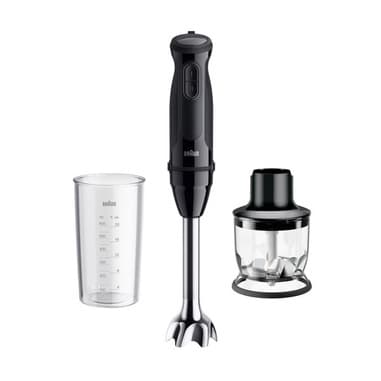 Braun MultiQuick 3 - Minipimer, Frullatore a immersione, con Tritatutto, 700W, Nero (MQ.30201M)