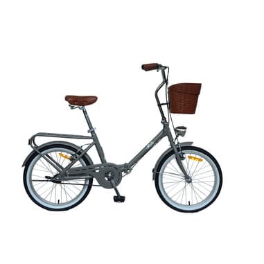 TEKLIO LA MIA Bici pieghevole 20” in acciaio con cestino e portapacchi posteriore, grigia