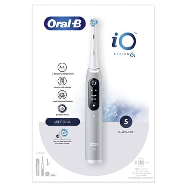 Oral-B Oral-B iO Spazzolino Elettrico Ricaricabile 6S Grigio, 2 Testine, 1 Custodia Da Viaggio, 1 Spazzolino