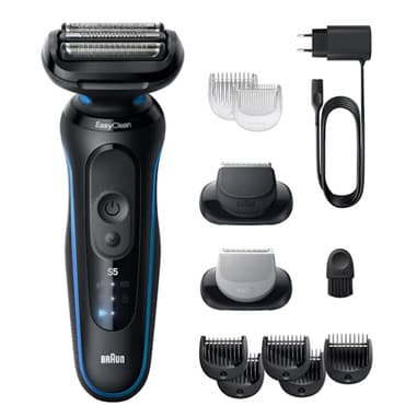Braun Braun Series 5 Rasoio Elettrico, Fino a 50 min, +2 Accessori, 52-B1650S, Blu