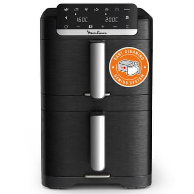 Moulinex Moulinex Easy Fry Crispy Stack, Friggitrice ad Aria con Doppia Funzione, Salvaspazio, Frontale Rimovibile, EZ7568