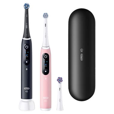 Oral-B Oral-B iO6 Spazzolino Elettrico Nero-Rosa, 3 Testine, Custodia Premium, 2 Spazzolini